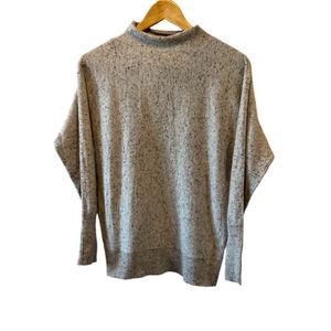 MAX STUDIO Wool Alpaca Blend Fitted Grey Mock Neck Long Sleeve Pullover Sweater